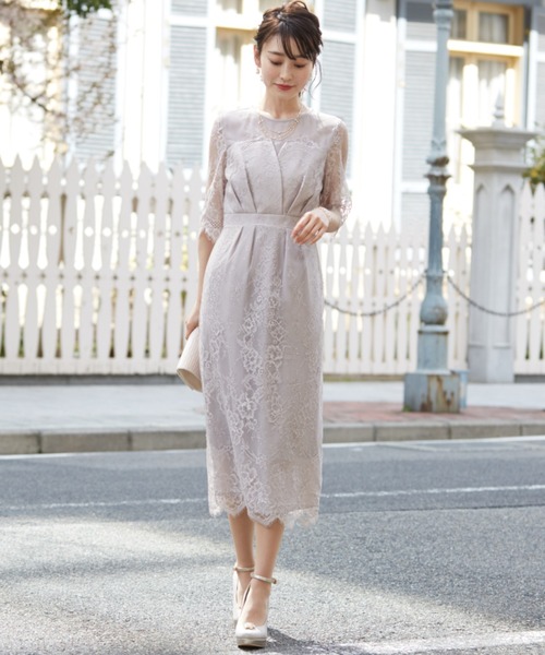 「Dorry Doll」 7分袖ワンピース 38 グレー系その他 レディース_画像6