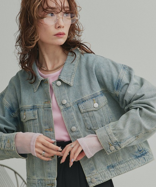 「ad thie」 デニムジャケット MEDIUM ブルー レディース_画像6