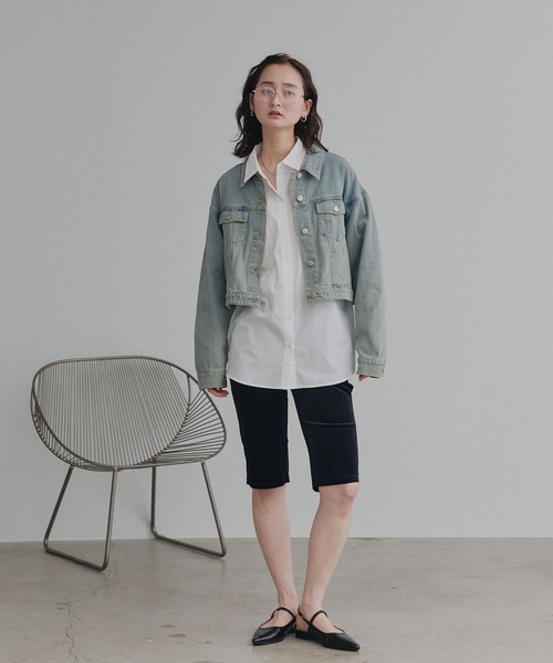 「ad thie」 デニムジャケット MEDIUM ブルー レディース_画像8