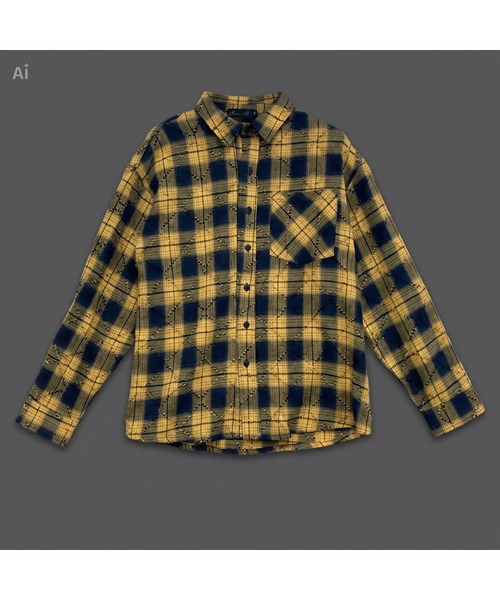 revertical シャツ ダメージチェック オーバーサイズ ネルシャツ
