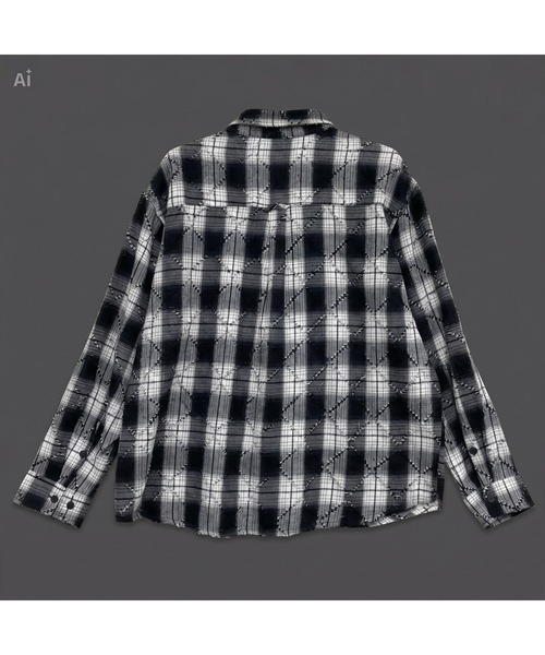 revertical シャツ ダメージチェック オーバーサイズ ネルシャツ