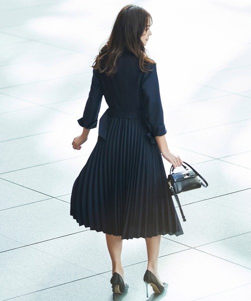「RUIRUE BOUTIQUE」 長袖ワンピース M ネイビー レディース_画像6