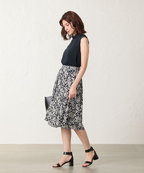 「EPOCA THE SHOP」 ノースリーブブラウス 36 ネイビー レディース_画像3