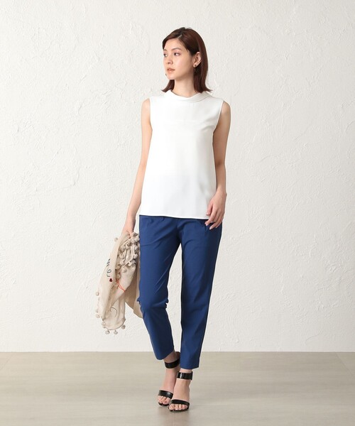 「EPOCA THE SHOP」 ノースリーブブラウス 36 ネイビー レディース_画像9