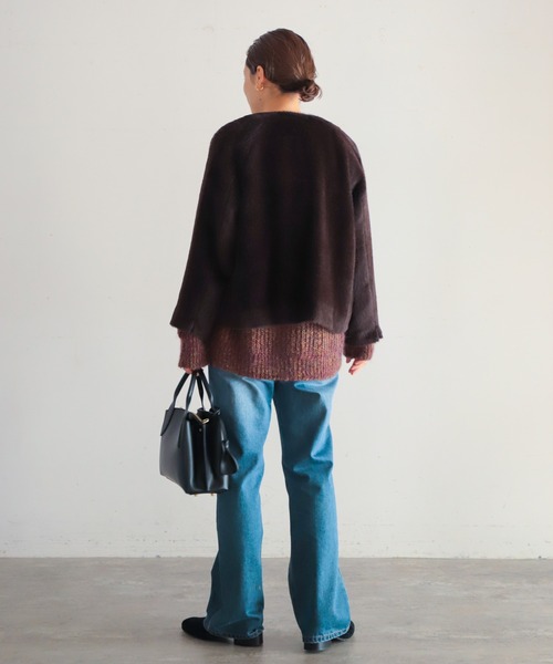 NOMBRE IMPAIR ジャケット ノーカラージャケット アルパカウール