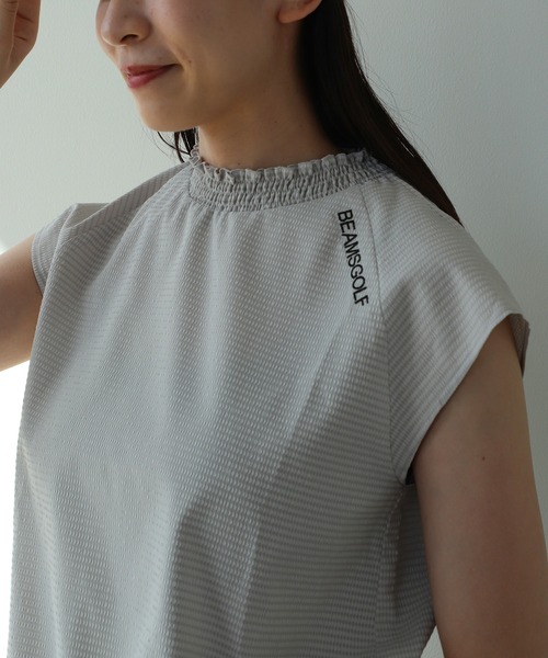 シャツ ブラウス BEAMS GOLF ORANGE LABEL / シャーリング モックネックシャツ 2023SS BEAMS GOLF ORANGE LABEL シャーリング モックネックシャツ