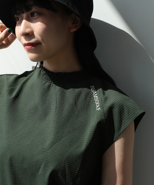 シャツ ブラウス BEAMS GOLF ORANGE LABEL / シャーリング モックネックシャツ 2023SS BEAMS GOLF ORANGE LABEL シャーリング モックネックシャツ
