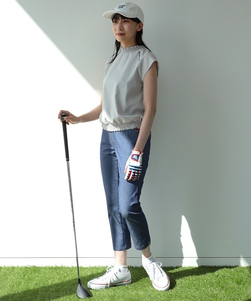 シャツ ブラウス BEAMS GOLF ORANGE LABEL / シャーリング モックネックシャツ 2023SS BEAMS GOLF ORANGE LABEL シャーリング モックネックシャツ