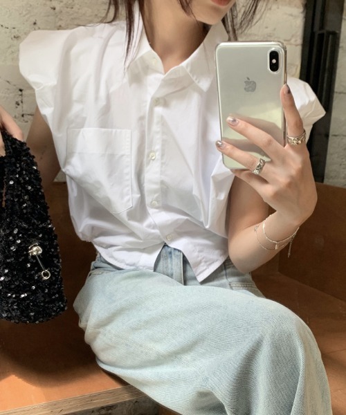 deux amour tシャツ ショルダーデザイン襟付きブラウス