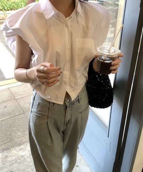 tシャツ ショルダーデザイン襟付きブラウス レディース deux amour tシャツ ショルダーデザイン襟付きブラウス
