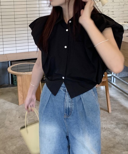 tシャツ ショルダーデザイン襟付きブラウス レディース deux amour tシャツ ショルダーデザイン襟付きブラウス