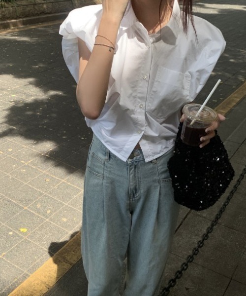 tシャツ ショルダーデザイン襟付きブラウス レディース deux amour tシャツ ショルダーデザイン襟付きブラウス