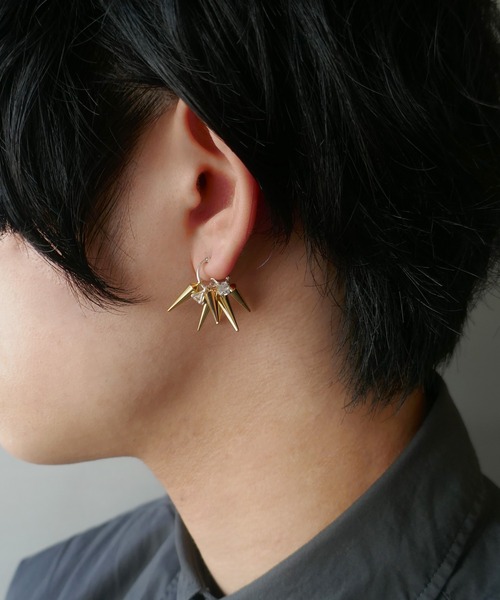 e.m.（イーエム） ピアス SILVER925ジルコニア×スタッズピアス M