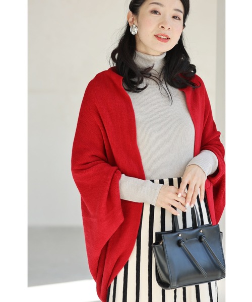 cawaii カーディガン 差し色レッドのボレロカーディガン レディース