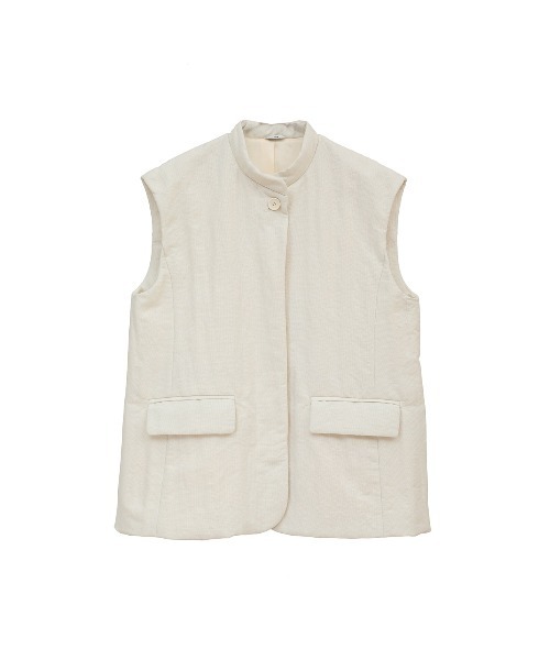 美品 CLANE 3,5万円 スタンドカラーのベスト ジレ リネン混 クラネ CLANE（クラネ） ベスト ジレ CLANE/クラネ/PADDED MESH VEST