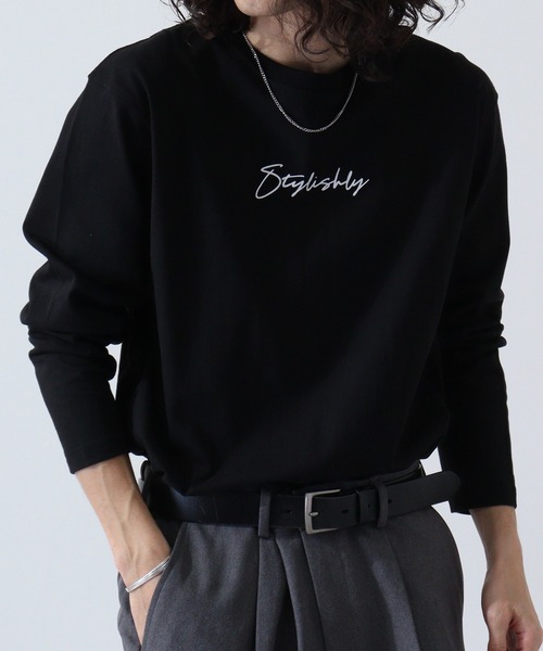 aeae ネイビー 長袖Tシャツ 長袖 オーバーサイズド コットン Tシャツ Multi Border ネイビー