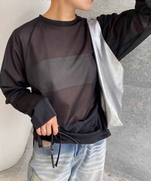 シアーラグランロンTシャツ ≪手洗い可能≫ シアーラグランロンTシャツ ≪手洗い可能≫ | ファッション通販