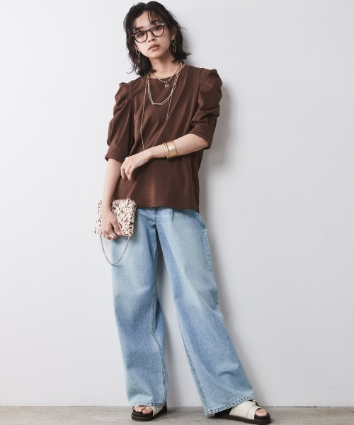 ビッグリボン Tシャツ 2色 パフスリーブ 大人可愛い カジュアル tx-dd-109-h3.jpg