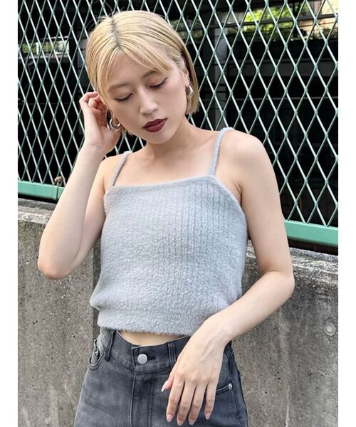 ニット セーター 「アンサンブルセット」シャギーニット＋タンクキャミセット レディース MURUA ニット セーター シャギージップカーデ×キャミSET