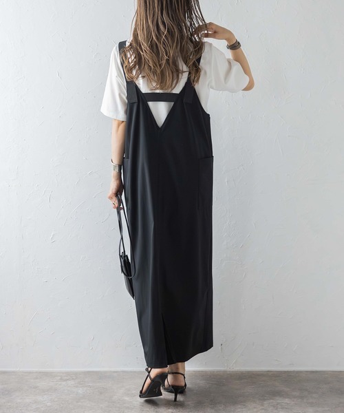 någonsstans ブラックジャンパースカート 撥水加工 S Bonjour Sagan ジャンパースカート 撥水ストレッチジャンスカ