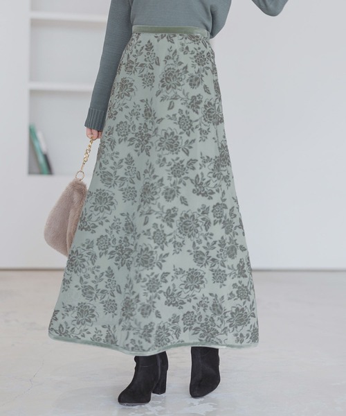 Andemiu（アンデミュウ） スカート フラワーフロッキーフレアスカート