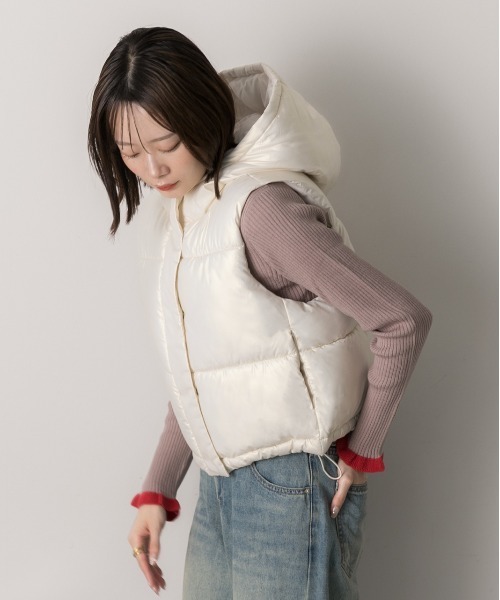 ad thie（アドティエ） ダウンベスト ベスト フード付き 中綿 ショート