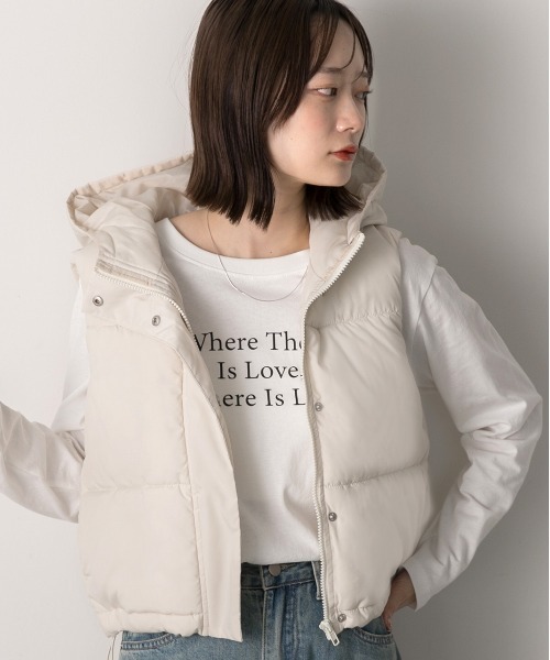 ad thie（アドティエ） ダウンベスト ベスト フード付き 中綿 ショート