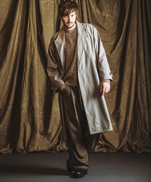 本日最終お値下げダークグレー ダブルブレスト チェスターコート SUGGESTION チェスターコート コート Double-breasted wool