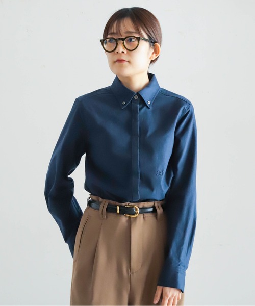 ブラウス シャツ コットンオックス　BDシャツ レディース