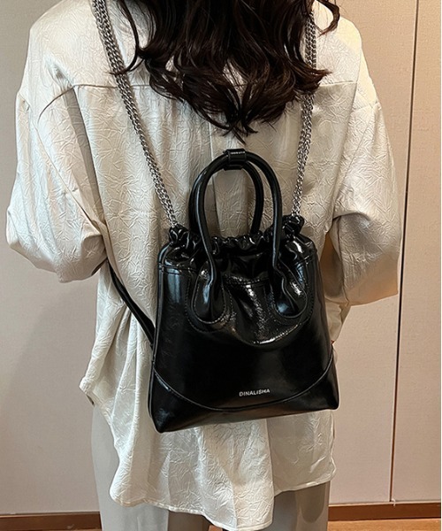 nouer ヌエール　タグ付き　未使用　ブラック　レザー　巾着　2way バッグ ヌエール nouer レザー2way ショルダーバッグ ブラック｜Yahoo!フリマ