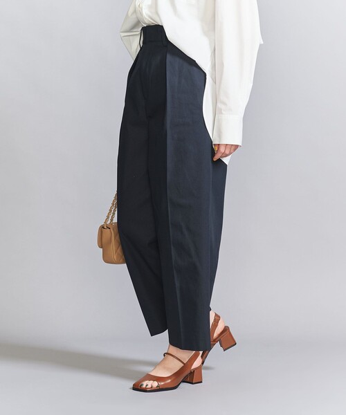 H BEUTY&YOUTH ネイビー チノパン BEAUTY&YOUTH UNITED ARROWS チノパン コットンギャバ タック