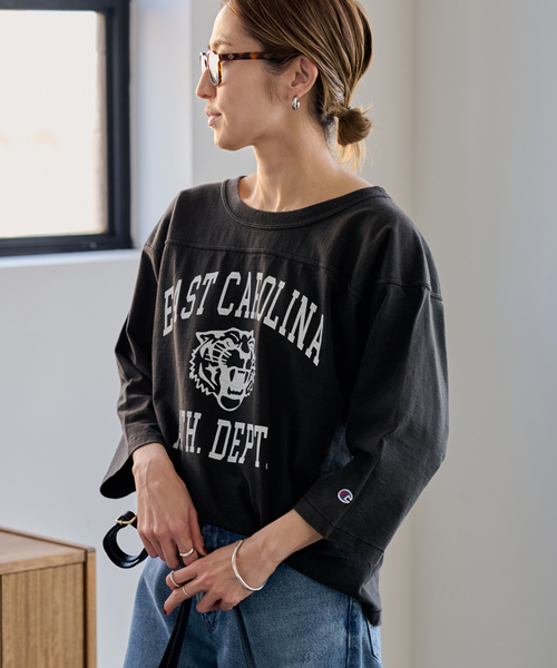 tシャツ Champion/チャンピオン 別注 FOOTBALL TEE レディース FRAMeWORK tシャツ Champion/チャンピオン 別注FOOTBALL T