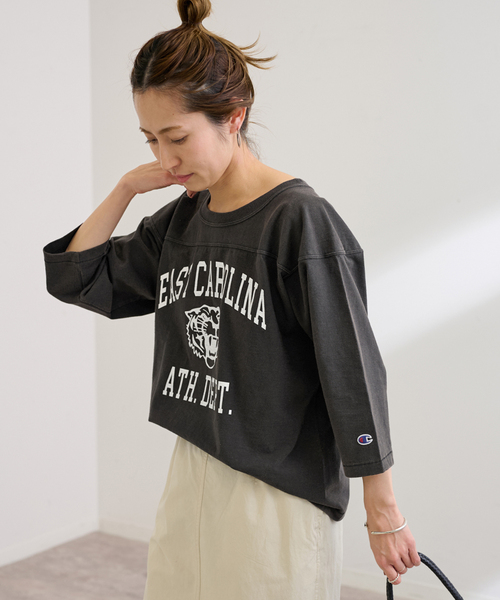 tシャツ Champion/チャンピオン 別注 FOOTBALL TEE レディース FRAMeWORK tシャツ Champion/チャンピオン 別注FOOTBALL T