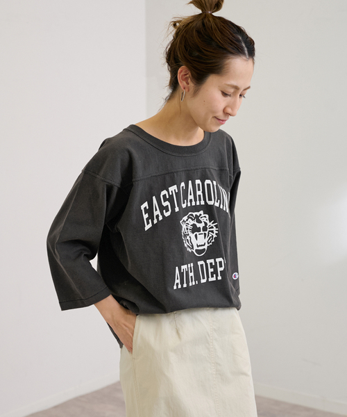 tシャツ Champion/チャンピオン 別注 FOOTBALL TEE レディース FRAMeWORK tシャツ Champion/チャンピオン 別注FOOTBALL T