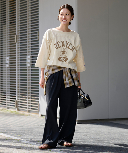 tシャツ Champion/チャンピオン 別注 FOOTBALL TEE レディース FRAMeWORK tシャツ Champion/チャンピオン 別注FOOTBALL T