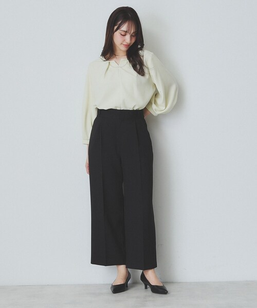 【即日発送可!】ワイドパンツ Hand in front pocket Pants index パンツ ソフトツイルタックワイドパンツ「洗濯機洗い可