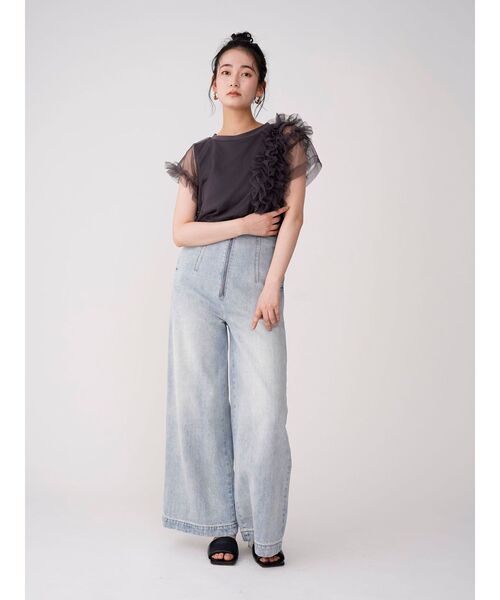 tシャツ フリルチュールレイヤードトップス レディース LAGUNAMOON tシャツ フリルチュールレイヤードトップス