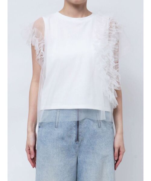 tシャツ フリルチュールレイヤードトップス レディース LAGUNAMOON tシャツ フリルチュールレイヤードトップス