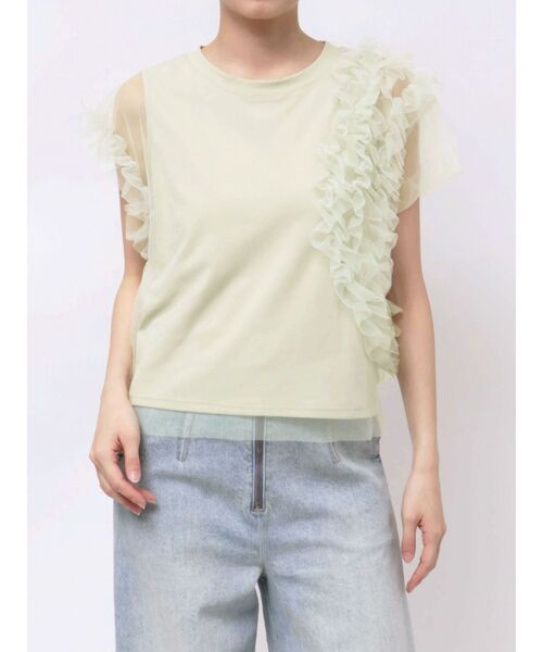 tシャツ フリルチュールレイヤードトップス レディース LAGUNAMOON tシャツ フリルチュールレイヤードトップス