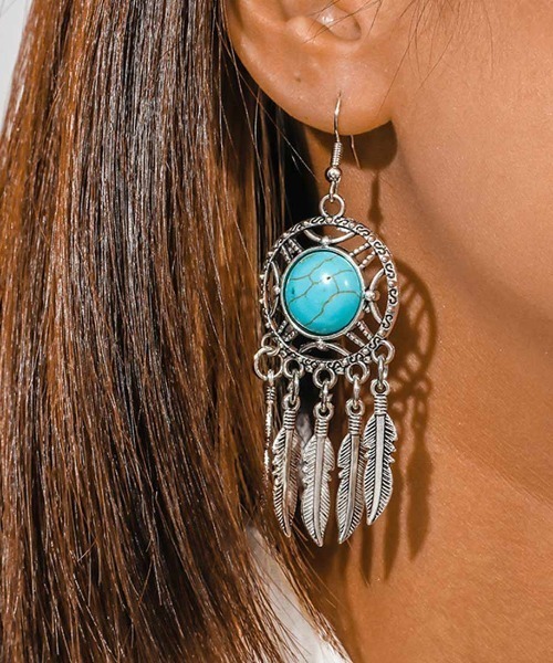 ピアス 華やかな耳元にターコイズ派手ピアス レディース : ZOZOTOWN