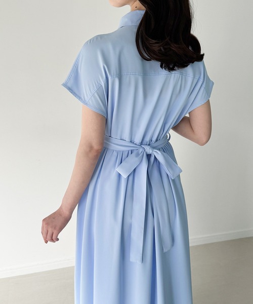 うさとの服　藍シャツワンピース 半袖 ウエストリボン付き 楽天市場】【取寄】シャツワンピース レディース ワンピース 半袖