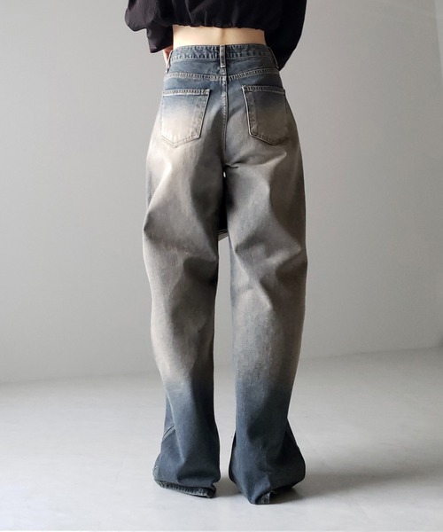 [me+em select] обработка Denim брюки MEDIUM оттенок голубого прочее женский 