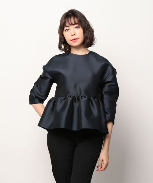 「Demi-Luxe BEAMS」 7分袖ブラウス 38 ネイビー レディース