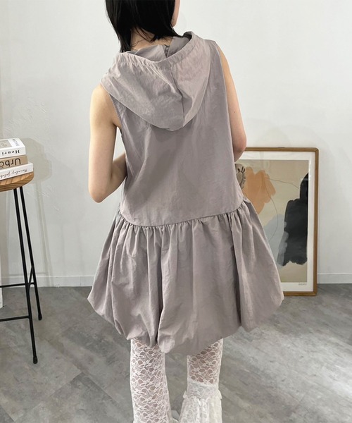 Jewelobe ワンピース バルーンスカートフーディーミニワンピース