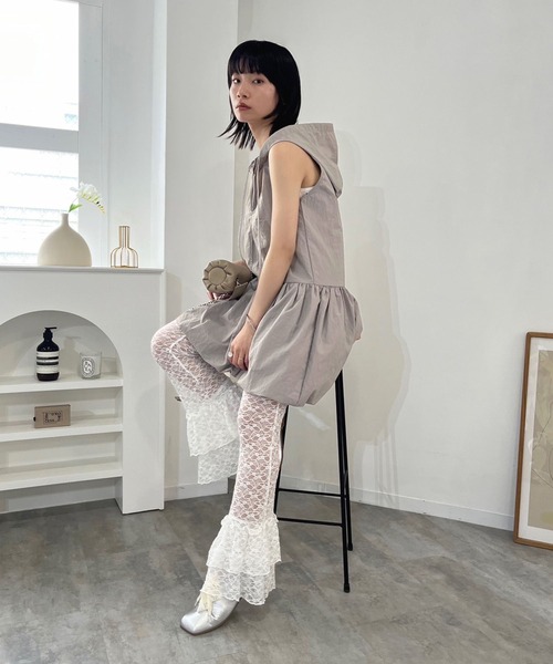 韓国　KASHIKO ホワイト ワンピース　バルーンスカート Jewelobe ワンピース バルーンスカートフーディーミニワンピース