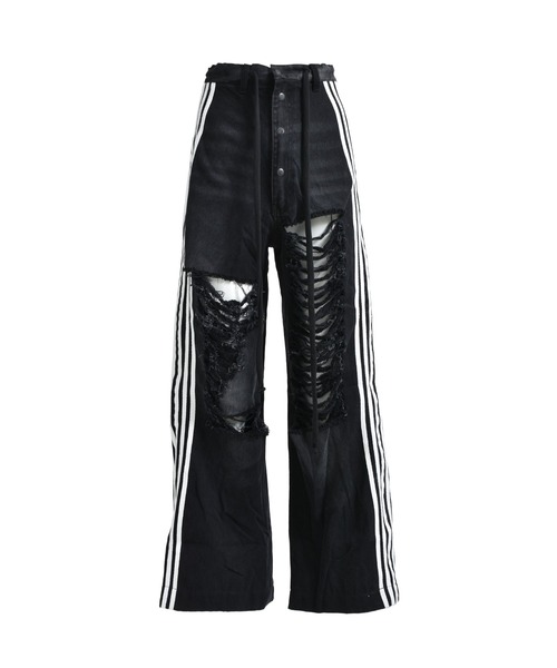YORI SPORT 5 STRIPE ELASTIC DENIM / BLK ファッション メンズ パンツ 