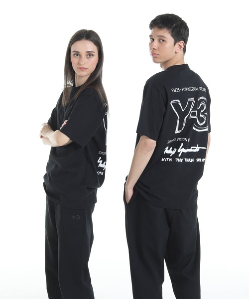 Y-3 ブラック Tシャツ XS/17 Y-3 tシャツ SHORT SLEEVE TEE メンズ レディース : ZOZOTOWN