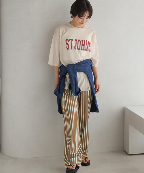 【JORNAL STANDARD relume】 ストライプパンツ JOURNAL STANDARD relume パンツ ストライプ柄が魅力コットン