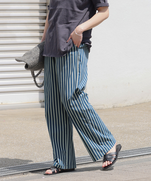 【JORNAL STANDARD relume】 ストライプパンツ JOURNAL STANDARD relume パンツ ストライプ柄が魅力コットン