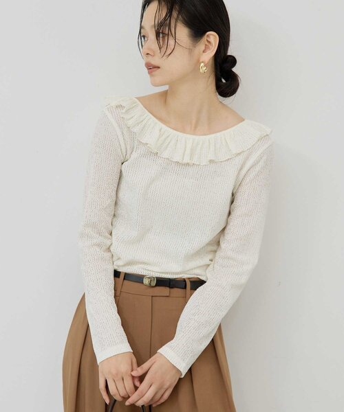 tシャツ 「2WAY」メッシュフリルカットソー レディース